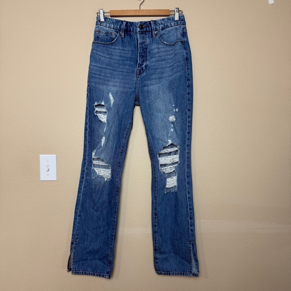Good American Jeans Good Boy Button Fly distressed Jeans Size 6